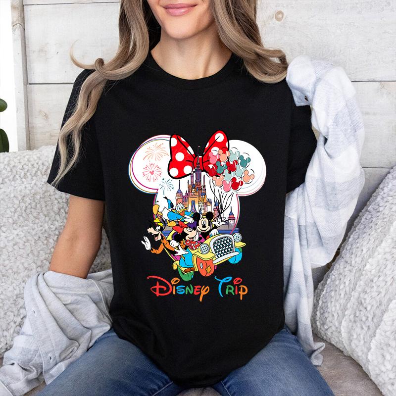 Miniso 2025 Disney Trip Mickey Minnie Mouse TShirts Y2k Fashion Female Streetwear Casual Tops Cotton Casual Loose Short Sleeve