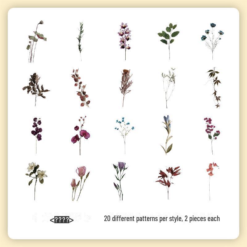Yuezhen Retro Nature Sticker Pack: Flowers & Butterflies for Children's Handbooks
