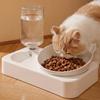 Automatic Pet Feeder and Waterer Combo 15 Degree Tilt Cat Dog Drinking Fountain Non Spill Plastic Pet Bowls