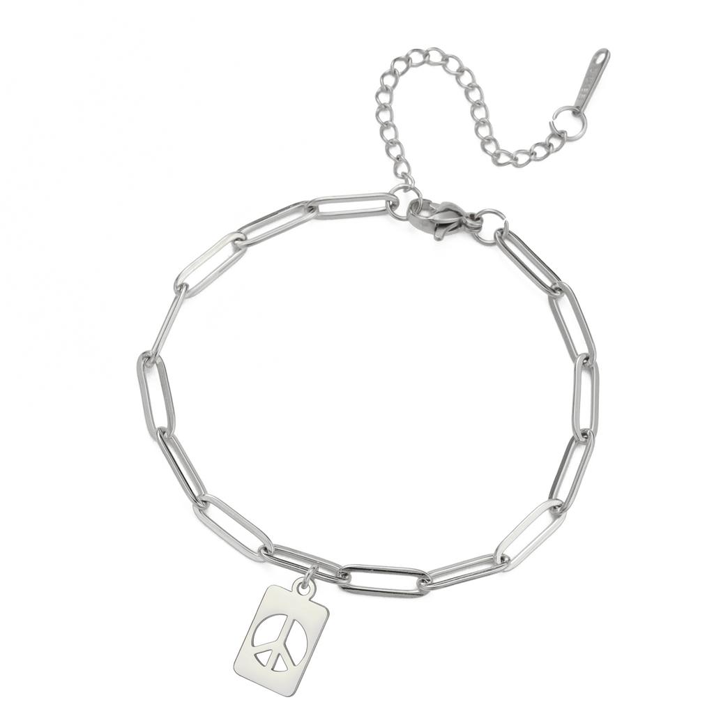 LIKGREAT Friedenszeichen Armband für Damen Herren Edelstahl Verstellbar Friedenssymbol Charm Armband Mode Hip Hop Schmuck Geschenk