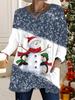 2025 Autumn Winter New Plus Size Women's Tops, Christmas 3D Print Fashion Crew Neck Long Sleeve T-Shirts