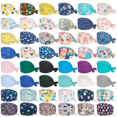 Șapcă chirurgicală de desene animate 100% bumbac șepci chirurgicale de muncă accesorii pentru asistent medical Spitalul medical Scrub dentar pălărie femei bărbați