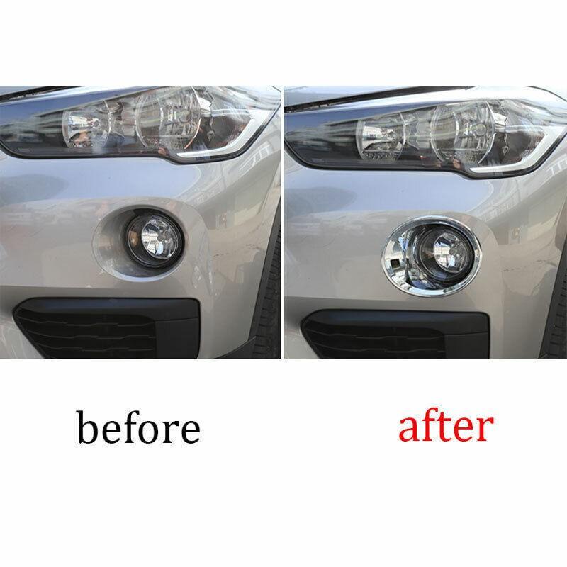 For BMW X1 F48 2016-2019 Chrome Exterior Front Fog Light Lamp Frame Trim 2PCS