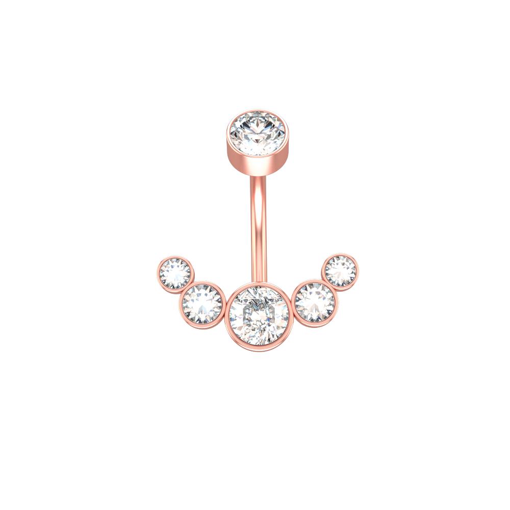 14g Crescent Jewel Cluster 316L Surgical Steel Belly Button Ring Piercing Jewelry Gift