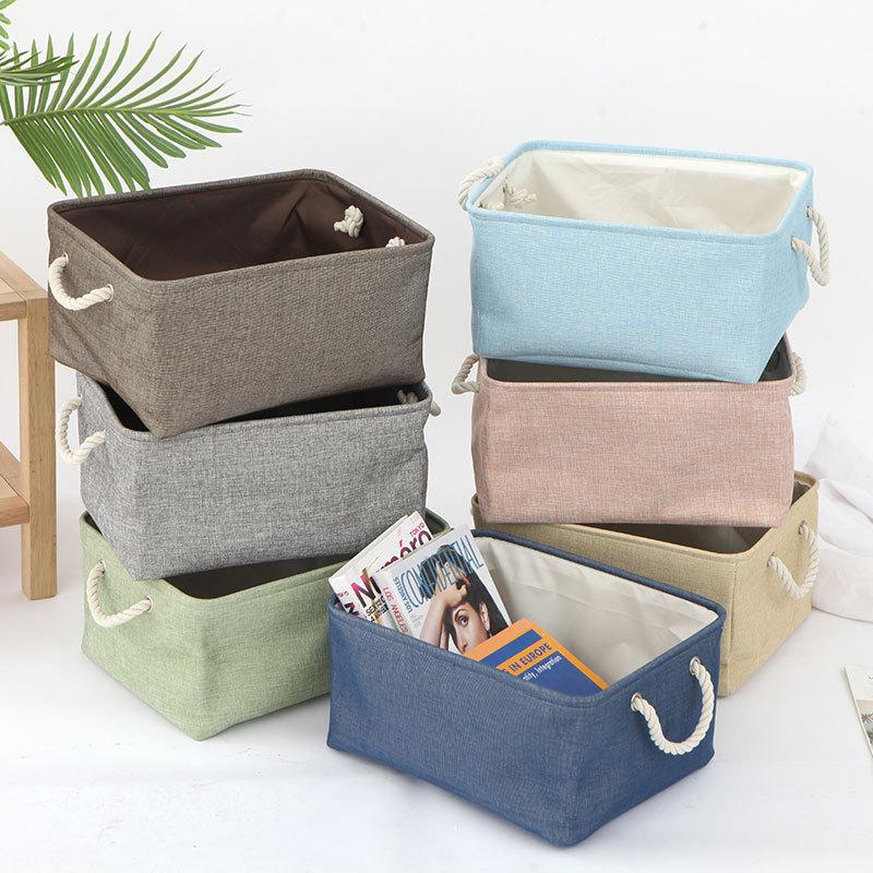 Versatile Double-layered Linen Laundry Basket Closet Clothing Organizer Desktop Sundries Toys Snacks Cosmetic Storage Basket
