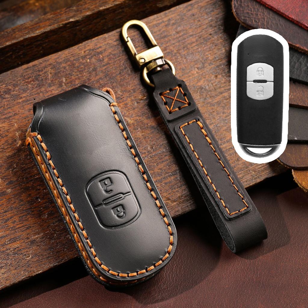 2/3/4 Bottons Genuine Leather Auto Key Fob Case Cover Fit For Mazda 3 Alexa Cx-30 Cx30 Cx5 Cx-5 Cx8 Cx9 Cx4 Auto Accessories