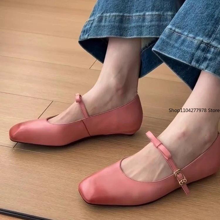 Fashion 2025 Summer Women's Flats Pink Boat Shoes Square Toe Slip on Flat Shoes for Woman Ballet Flats Comfortable Bow Women's Sandals