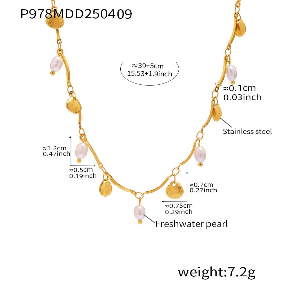 Qiong Yao Gold Seashell Freshwater Pearl Clavicle Necklace - Light Luxury, Versatile, Colorfast.
