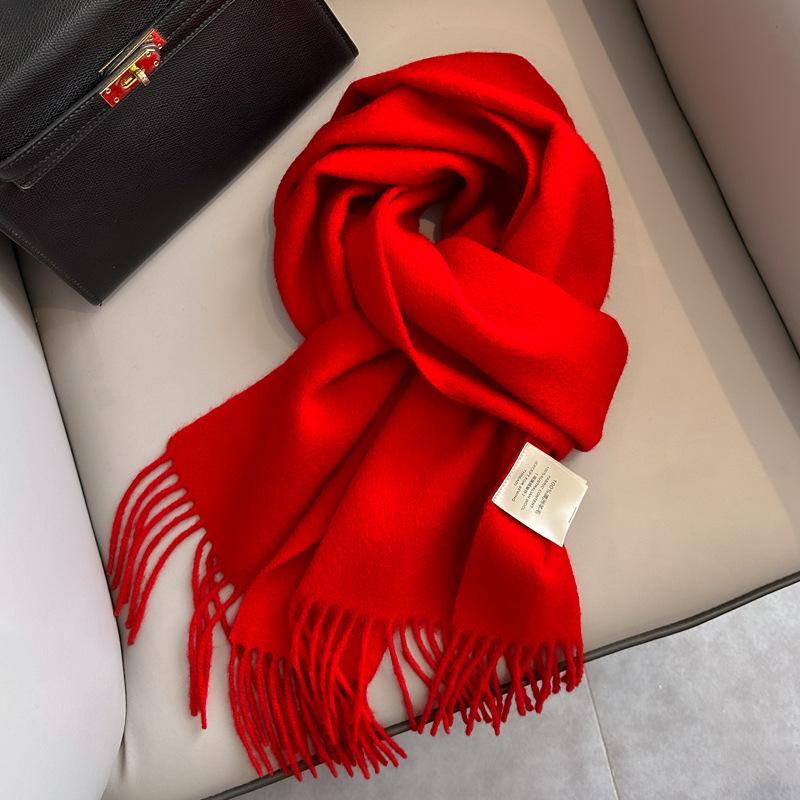 White Pure Wool Scarf Women's Winter Versatile Senior Sense Thickened Couple Scarf Dual-purpose High-end Gift