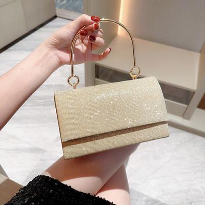 Bolsos de noche con solapa dorada para mujer, bolsos cruzados plateados de gran capacidad para fiestas y banquetes, bolsos de mano para bodas.