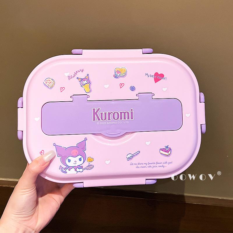 

Sanrio Hello Kitty 304 stainless steel tableware thermal insulation lunch box student lunch box office worker grid bento box фіолетовий