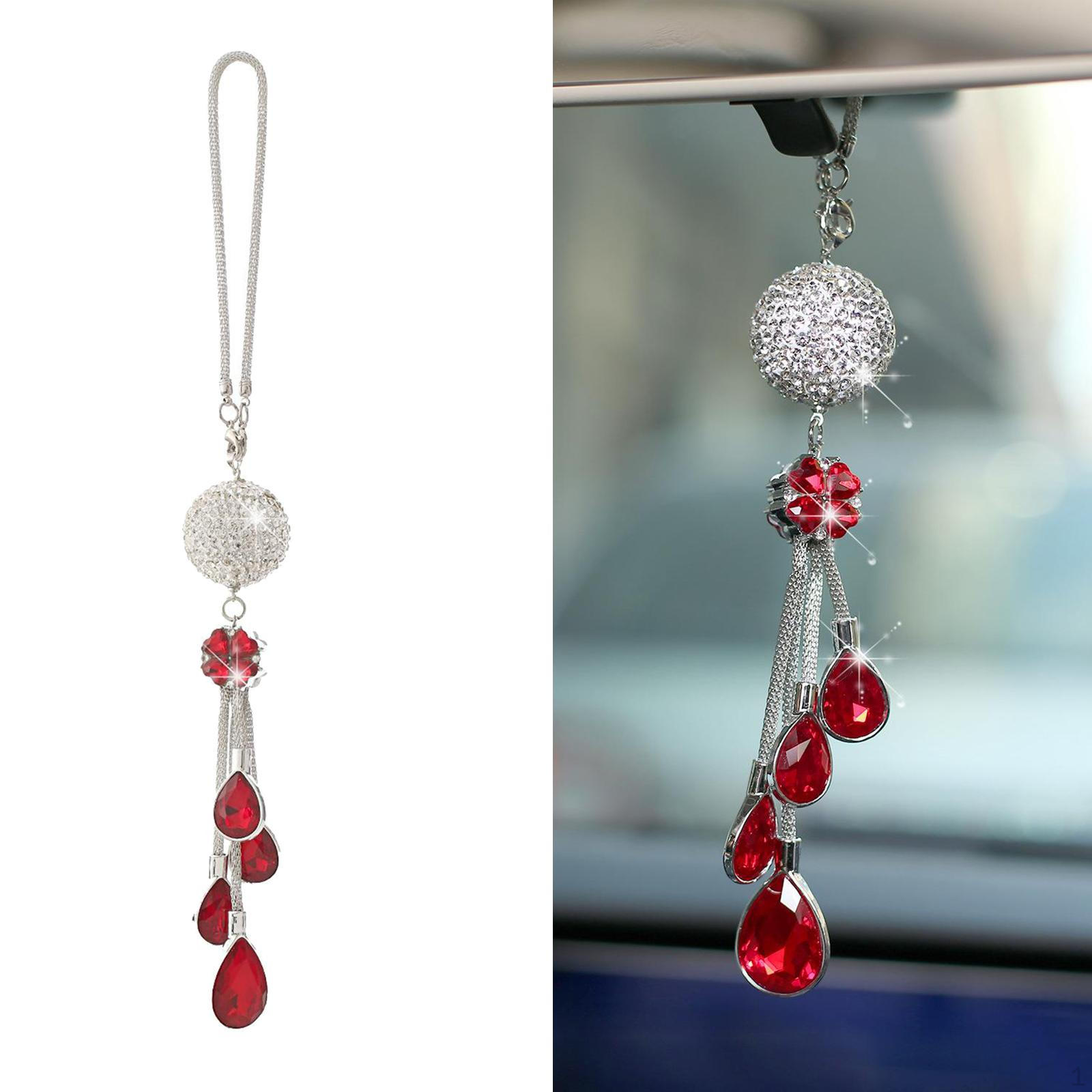

Bling And Drops Car Accessories, Decoration Pendant Crystal Rhinestone Shiny Ornament Red