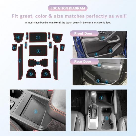LUWU for 2025 2026 Frontier Accessories - for 2024 2025 2026 Nissan Frontier Pickup Truck Door Slot Mats Cup Holder ert Coaster Center Console