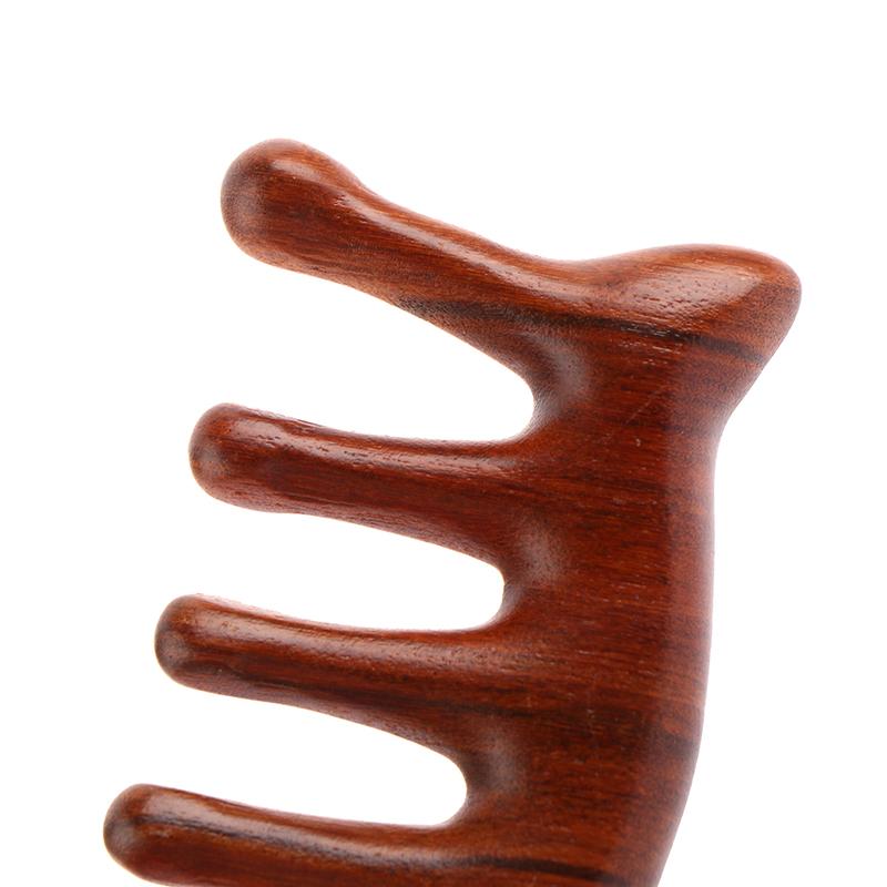 Holztherapie Massagekamm Kopf Gesicht Kopfhaut Gua Sha Massagegerät Natürliches Gesichts-Sandelholz Breitzahn Gua Sha Schaben Körpermassage