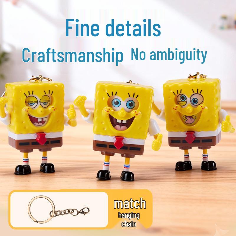 SpongeBob Emoji Face-Changing Keychain Pendant - Creative Student Decompression Toy Gift