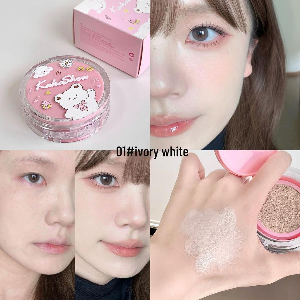 Kakashow Little Bear Cushion Foundation: Creamy, Waterproof, Long-Lasting BB Cream with Refill for Flawless Skin.
