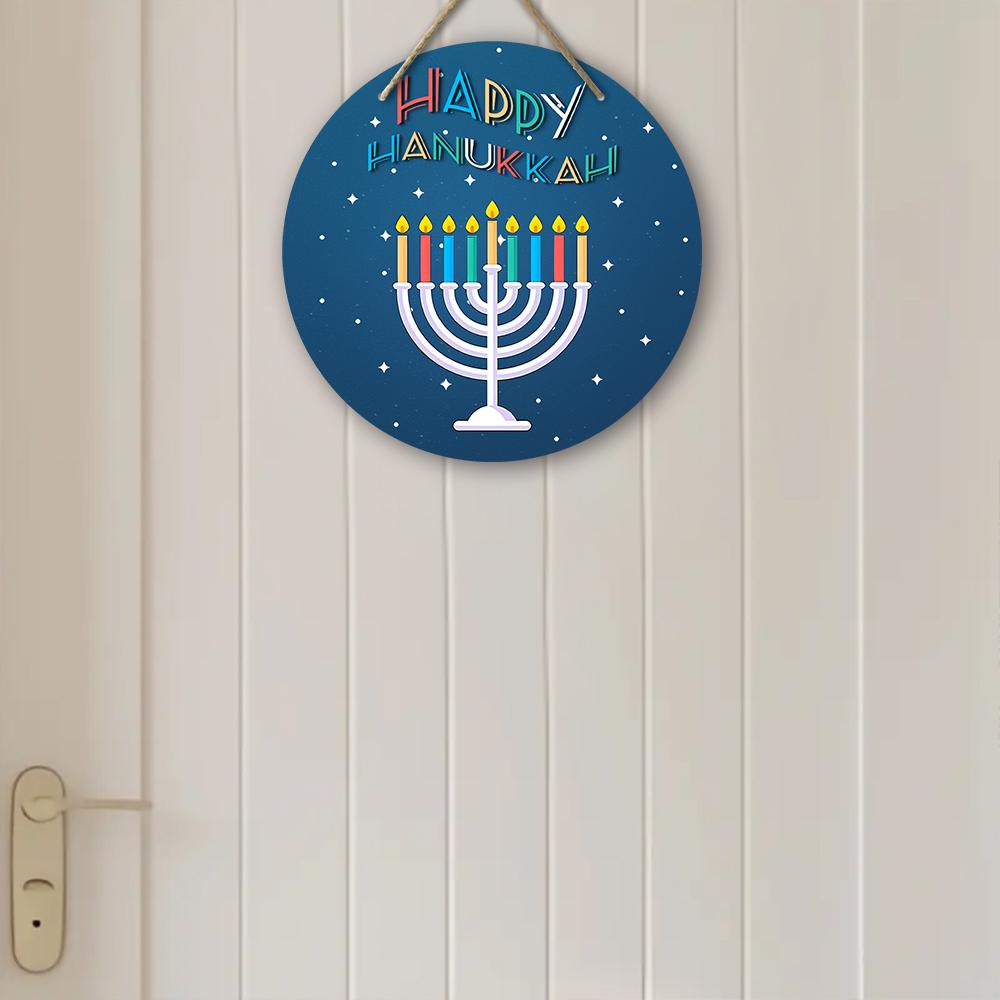 2D flate hengende dekorative skilt, interiør vegg- eller dørdekorasjon, Hanukka-dekorasjon, interessante gaver til familie og venner