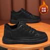 Winter Men's Shoes Velvet High-top Shoes Men's Trendy Versatile Non-slip Wear-resistant Chef Shoes Black Leather Shoes Casual Shoes