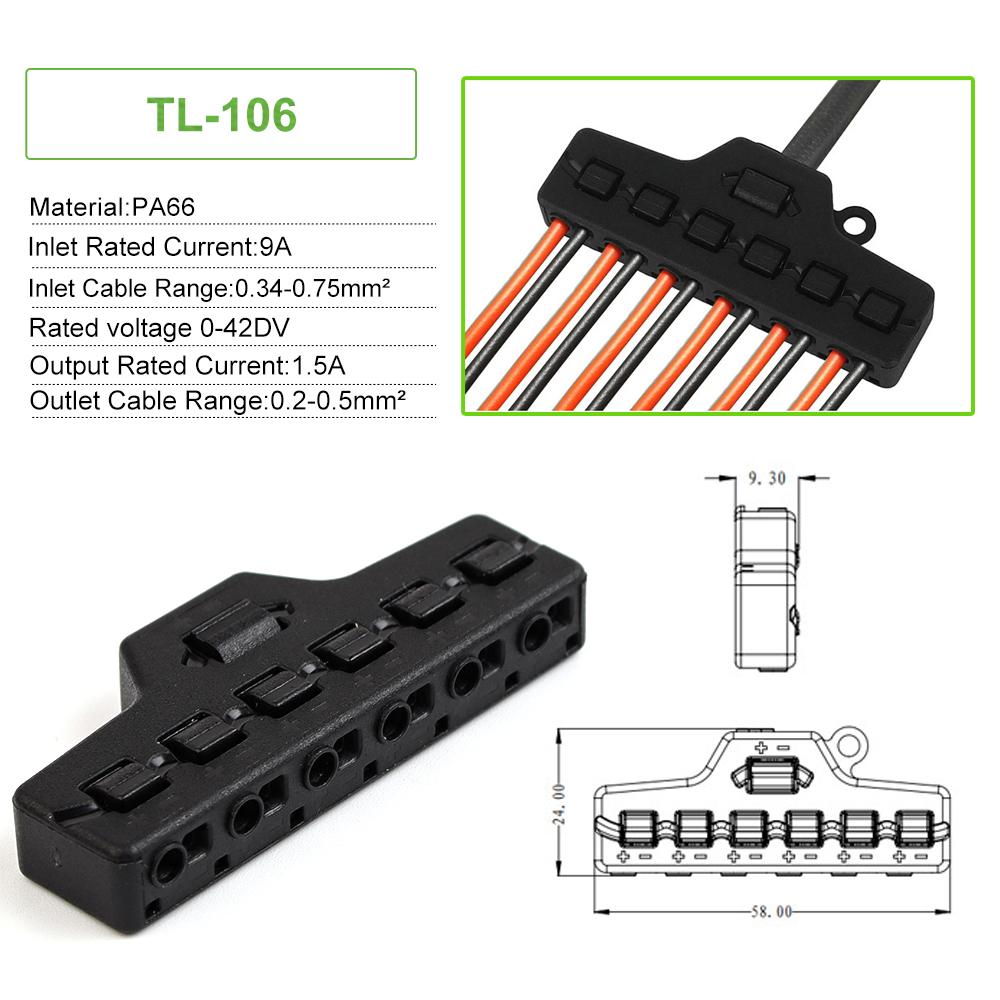Quick Connect Low Voltage Wire Splitter Distribution Block 3/6 Port Out Line Splitter For Lighting Led Strip Connection Terminal