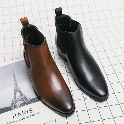 Britischer Stil Herren Brandneu Herren Retro Atmungsaktiv Kurze Stiefel Hochwertige Herren Bequeme High Top Block Chelsea Boots