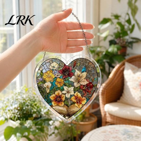 Healing Light Shadow Decor Suncatcher Puzzle Pendant, Durable Acrylic Window Hanging, with 3D Wavy Book Style Hanging Pattern, Stained Glass