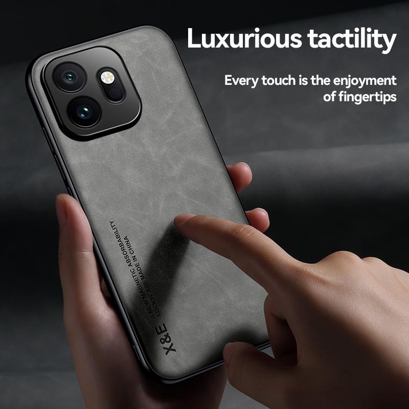 Luxury PU Leather Magnetic Shockproof Back Case For OnePlus 15T OnePlus15T With Metal Plate Phone Shell For OnePlus15T Cover