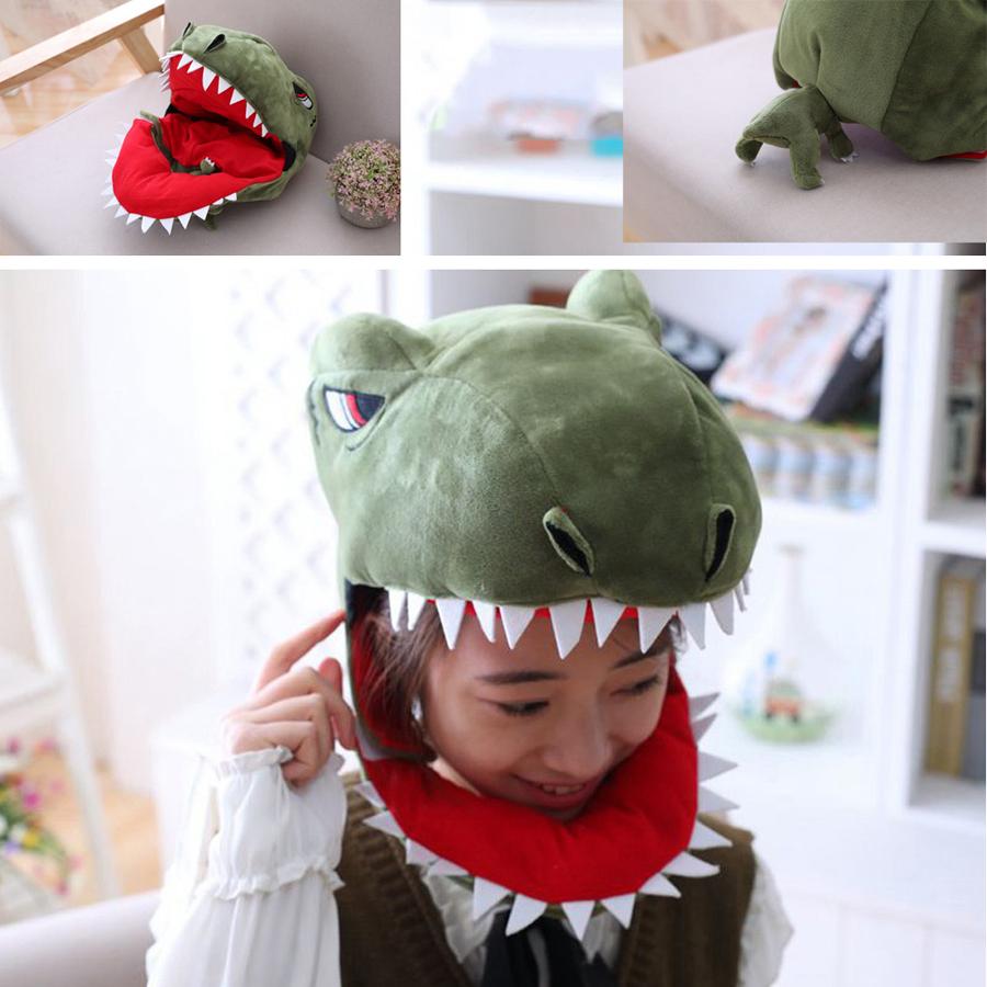 Lustige Cosplay Tier Dinosaurier Kopfbedeckung Niedliche Kopfbedeckung Plüschmütze Kostümparty Süß Halloween Heimdeko Ornament Kappe Requisiten