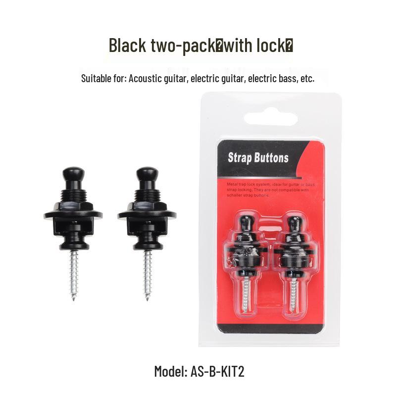 2-Pack Non-Slip Lock Guitar Strap Buttons for Electric Guitar & Bass – Anti-Drop Tail Pin Accessories 2-pack чёрный