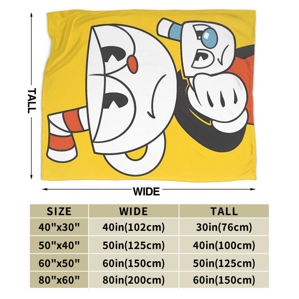 Cupheads & Mugmans Blanket Quality Soft Warm Cartoon Throw Blanket Winter Children Couch Chair Fluffy Bedspread