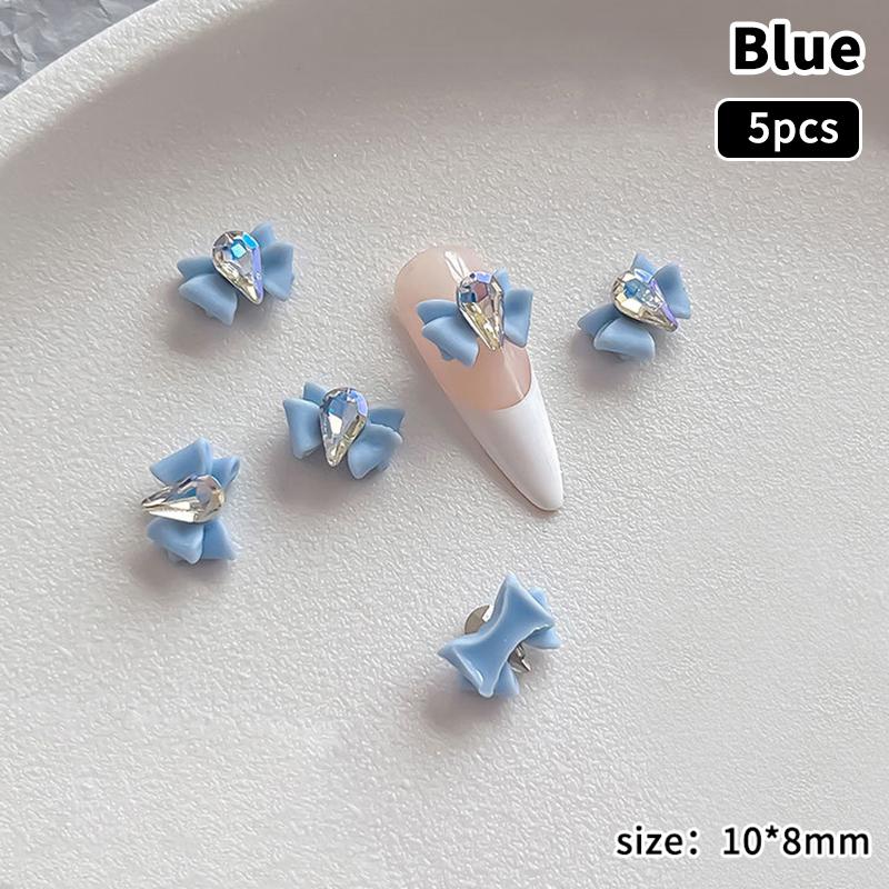 

5 шт. 3D смоляные подвески-бантики для дизайна ногтей со слезоточивым стразом, кристаллами и бриллиантами, аксессуары для украшения ногтей, материалы A4