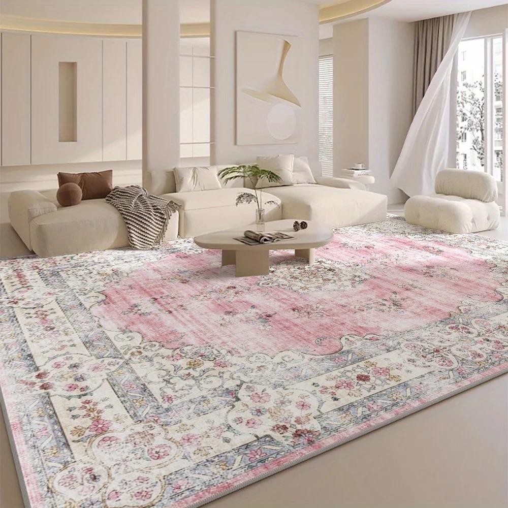 Floral Area Rug - Soft Carpet Non-Slip Washable Home Decoration for Living Room Bedroom Dining Room Office Printed Floor Mat