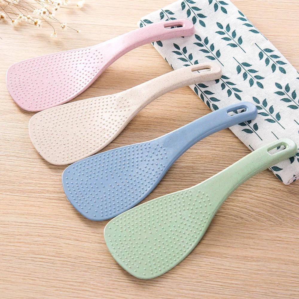1PC Lovely Kitchen Ladle Non Stick Rice Paddle Meal Spoon Wheat Straw PP Household Plastic Non-Stick Rice Spoon