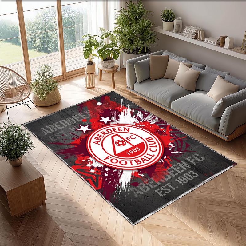 Aberdeen FC Soccer Football Pattern Soft Area Rug Non Slip Indoor Floor Carpet Sports Decor Mat for Bedroom