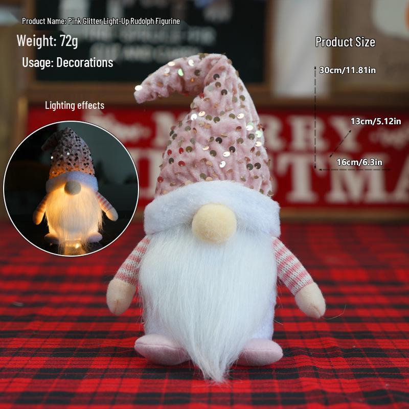 Svítící flitrový trpaslík a Rudolf vánoční ozdoby