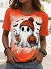 Fashion Women Retro Creative Ghost Print T Shirt Funny Casual O-neck Short Sleeves T-shirt Summer Female Tee Shirt Halloween Limited Edition