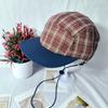 New plaid color matching cap, windproof rope, thin quick-drying and breathable men's and women's flat edge baseball hat, sunshade and sun protection