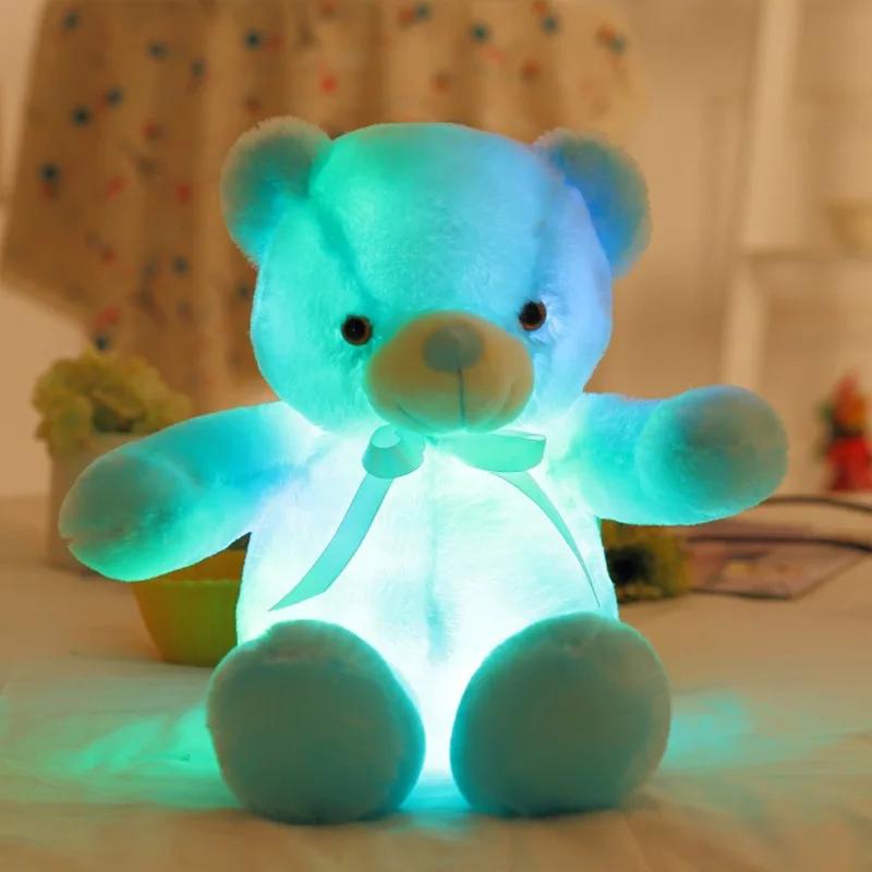 30cm Luminous Creative Light Up LED Bear Stuffed Animal Plush Toy Colorful Glowing Bear Christmas Gift for Kid