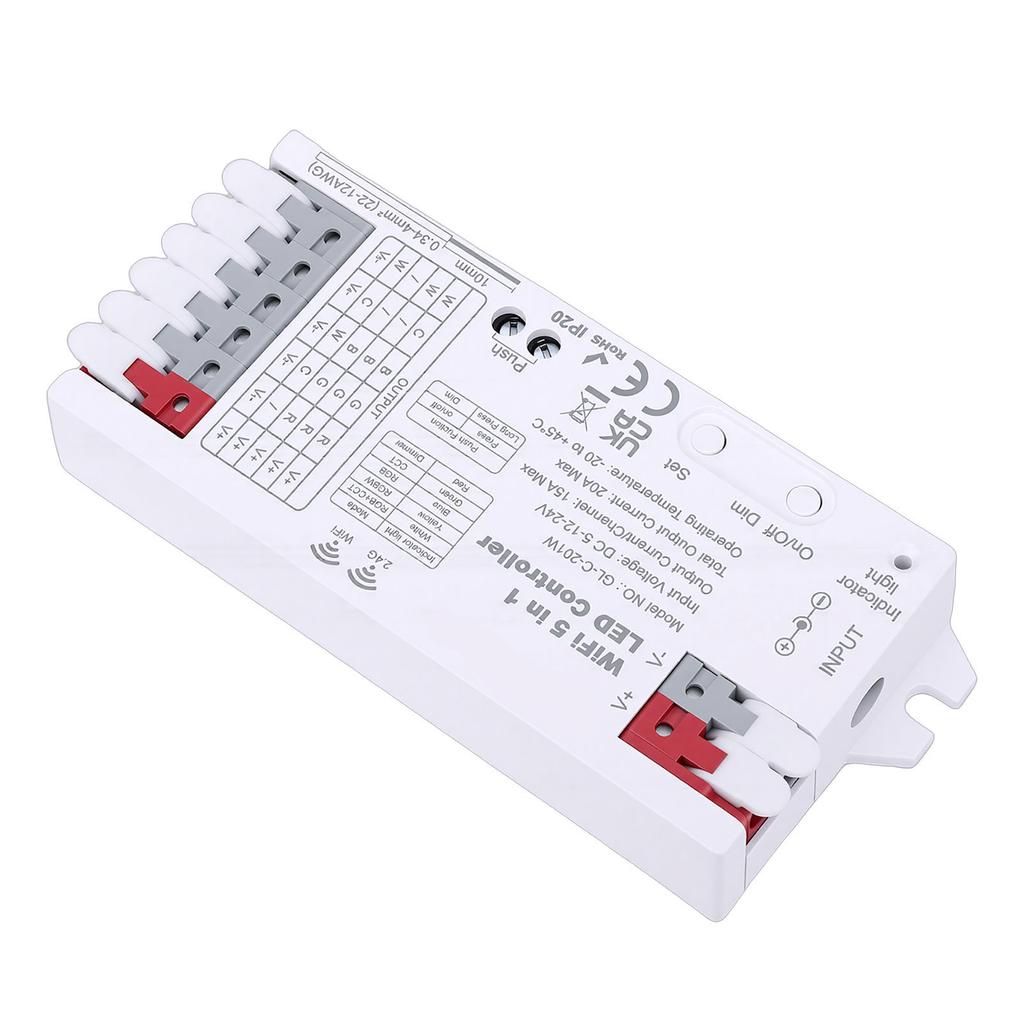 LED-Lichtcontroller Unterstützung für Tuya Smart APP WiFi Bluetooth 2.4G 5 in 1 Streifenlicht-Controller RGBCCT RGBW RGB WWCW