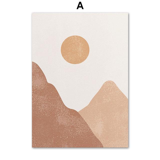 Abstrakte Mädchen Gesicht Blatt Sonne Mond Berg Nordic Poster Und Drucke Wand Kunst Leinwand Malerei Wand Bilder Für Wohnzimmer Dekor