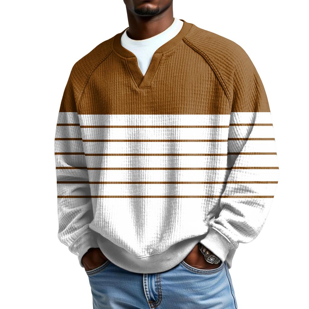 Herrfritidshuva Utomhus V-hals Vågmönster Långärmad