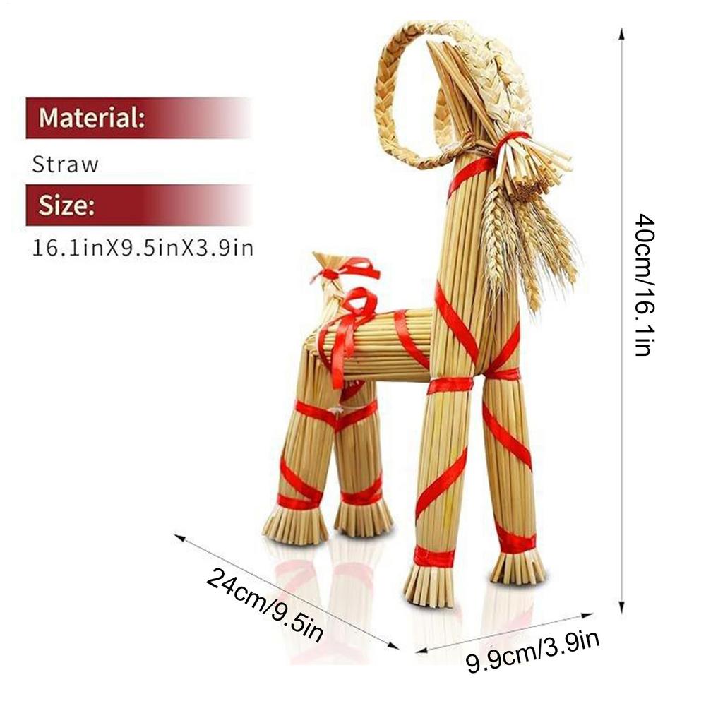 

16.1-inch Swedish Straw Woven Christmas Goat Tradition Decoration Christmas Goat Yule Ornaments Decoration For Birthday Parties