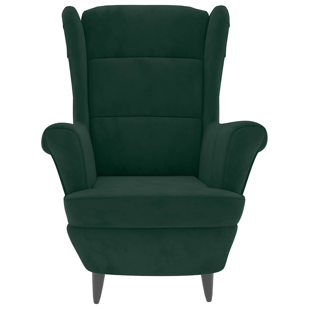 Vidaxl Armchair with Footrest, Dark Green, Upholstered In Velvet