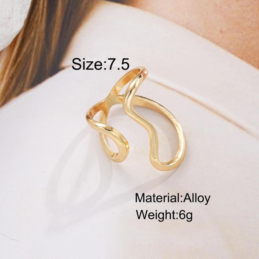 Geometriska Oregelbundna Smältmetall Öppna Ringar för Kvinnor Tonåringar Guldfärg Silverfärg Ihålig Cool Punk Fingerring