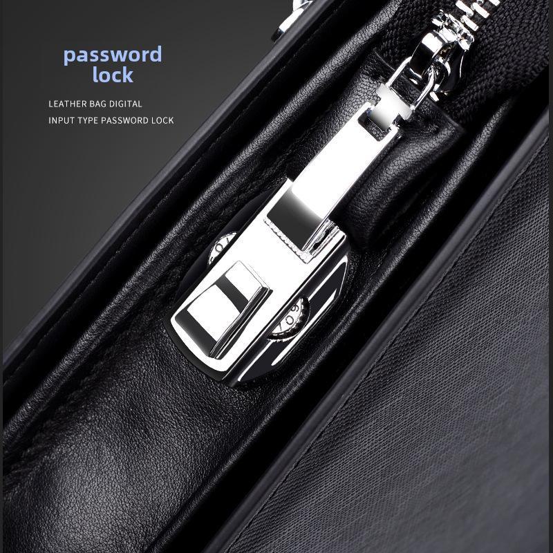 New Men's Genuine Leather Clutch with Combination Lock - High-End, Large Capacity Business Handbag