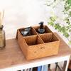 Seagrass Woven Cattail Desktop Storage Box with Lid - 4-Compartment Organizer for Cosmetics, Tea, Coffee Table, or Mooncakes