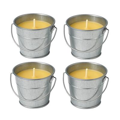 Dış Mekan Kovucu 4'lü Citronella Mum Seti Metal Kova ile – 12 Saatlik Süre