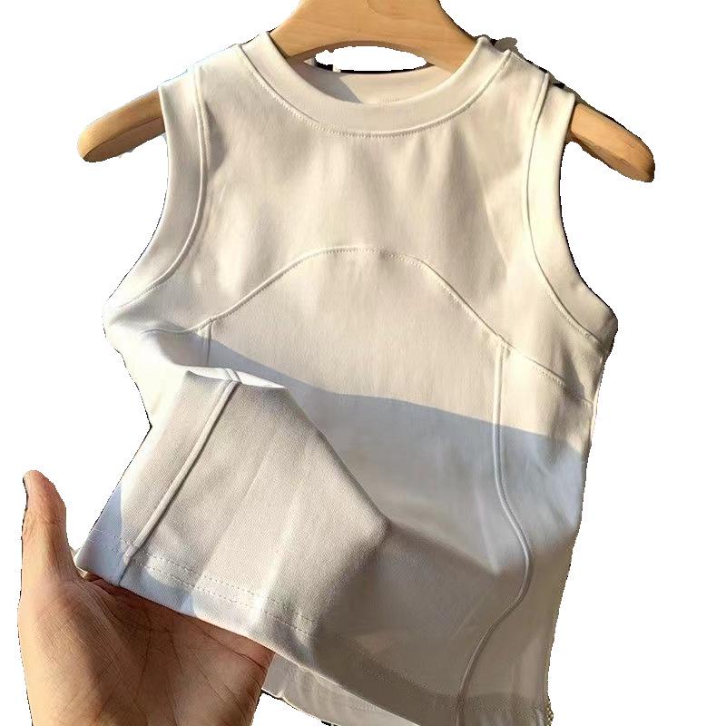 American-Style Women's Sleeveless I-Shape Vest, Round Neck, Casual Summer Top