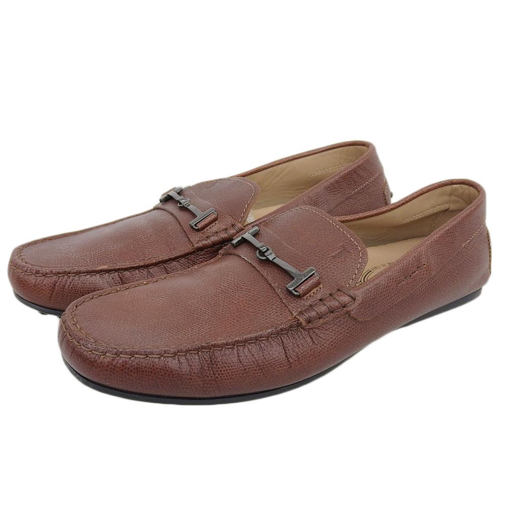 TOD'S Men's Leather Double T Driving Shoes, Size 8 1/2 shoes 8 1/2 BrownUsed
