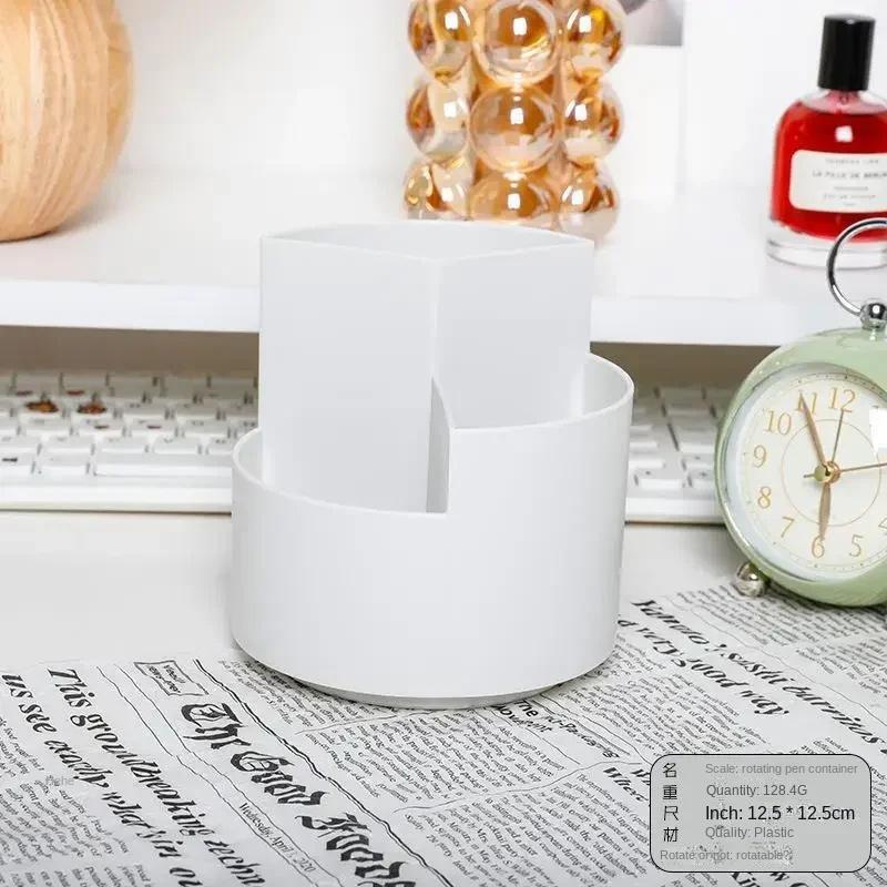 

Вращающийся на 360° держатель кистей для макияжа, ящик для хранения, органайзер для макияжа, помады, контейнер для макияжа, школьные канцелярские принадлежности, органайзер, коробка