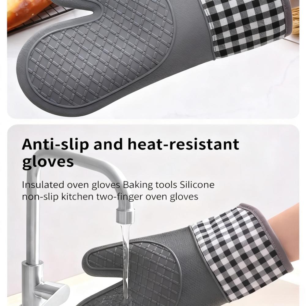 Silikonisolierte Handschuhe Einzelne Ofenhandschuhe Hochtemperaturbeständig Rutschfest Verbrühschutz für Küche Kochen Backen BBQ